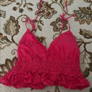 Women's Pink Ruffled Top